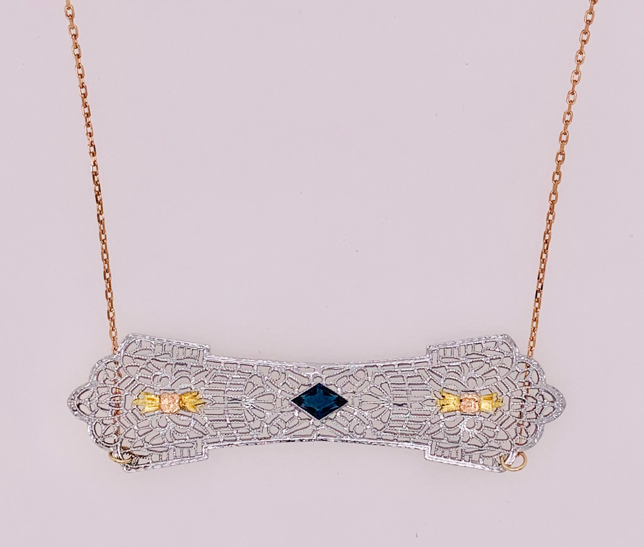 Estate Filigree Bar Pendant