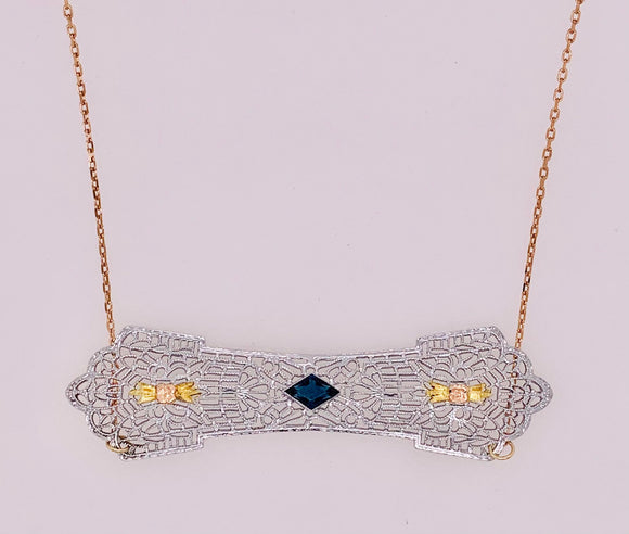 Estate Filigree Bar Pendant