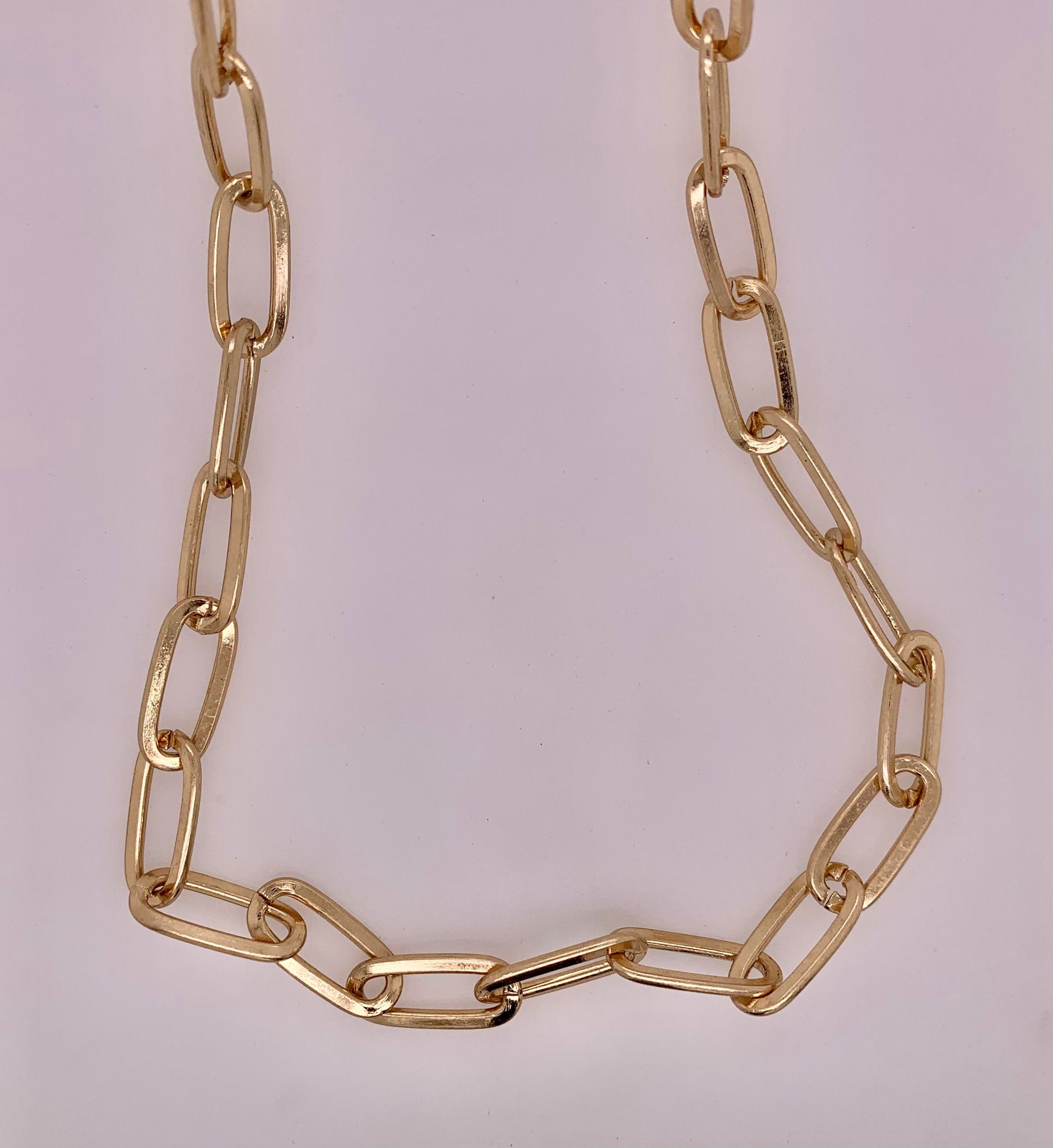 Gold Tone Paperclip Chain Necklace