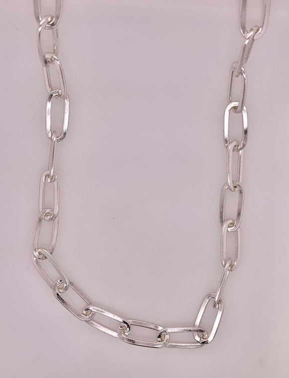 Silver Tone Paperclip Chain Necklace