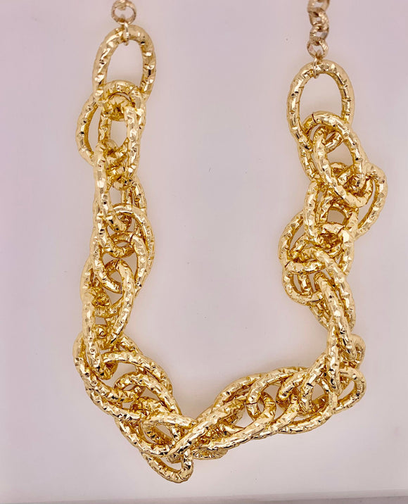 Gold Tone and Textured Chain Necklace