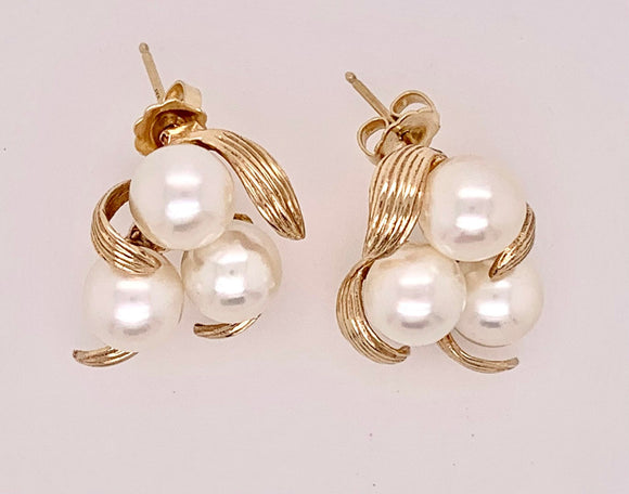 14k Estate Cultured Pearl Earrings
