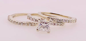 14K White Gold Princess Cut Diamond Wedding Set