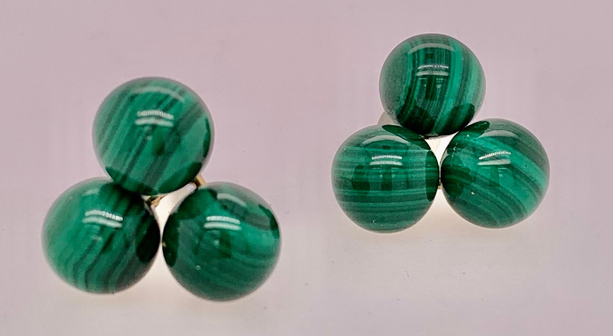 Estate 14K Malachite Earrings