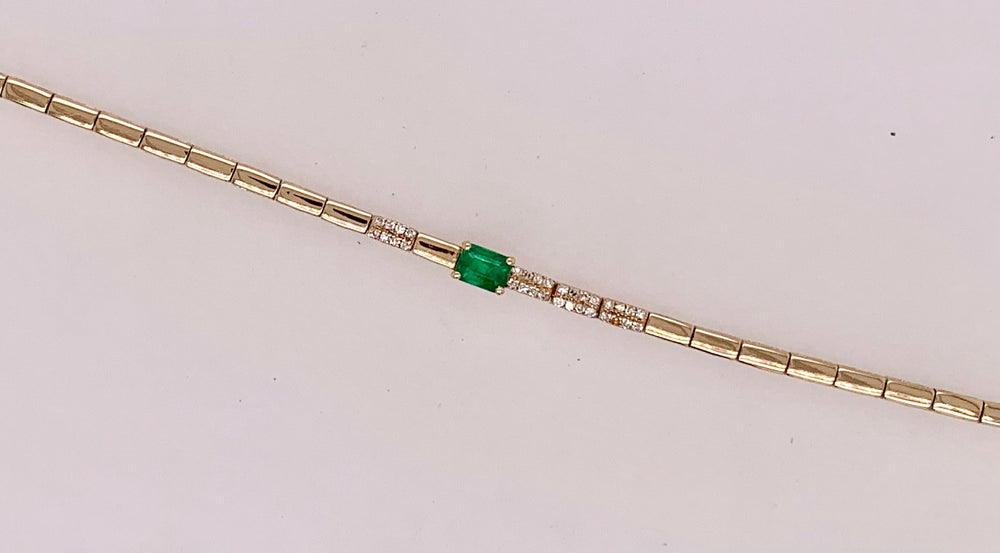14K Emerald & Diamond Bracelet
