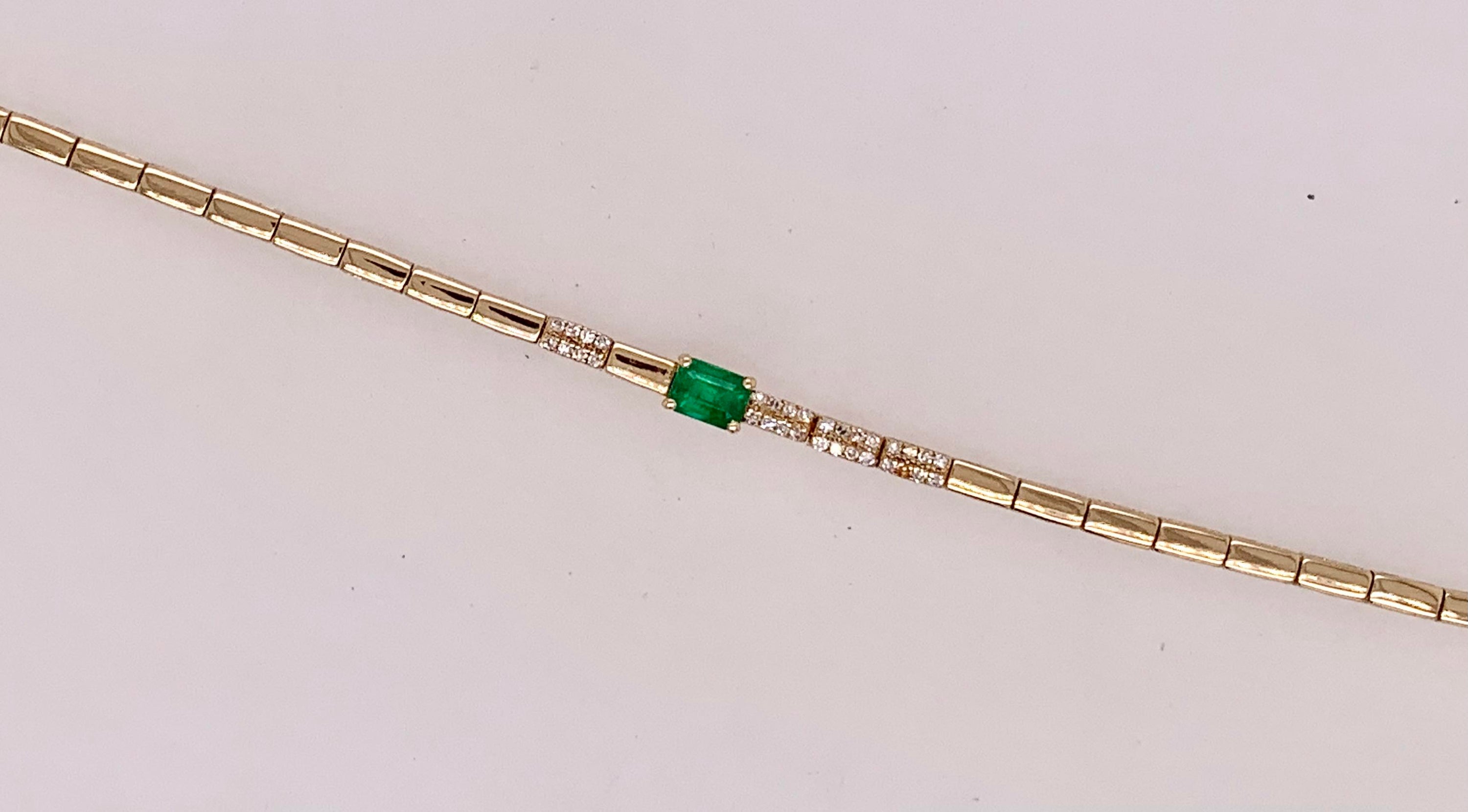 14K Emerald & Diamond Bracelet