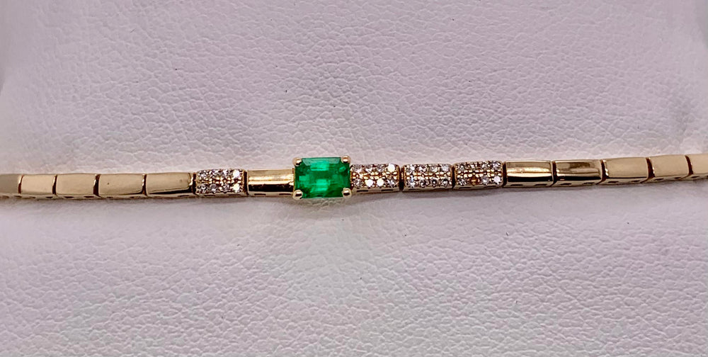 14K Emerald & Diamond Bracelet