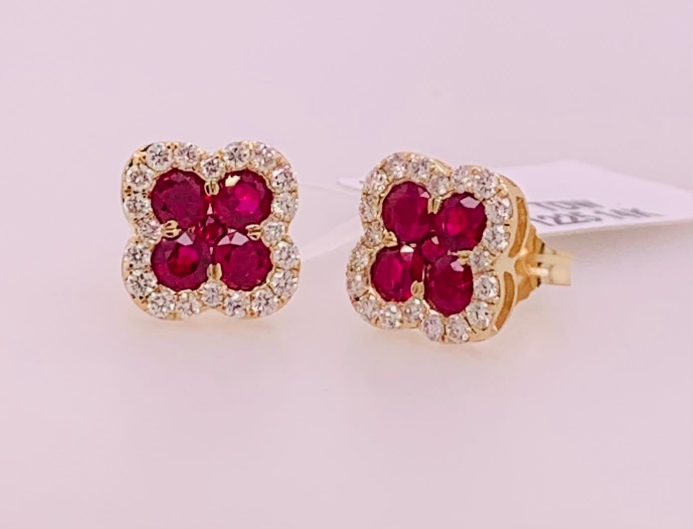 14K Ruby & Diamond Earrings