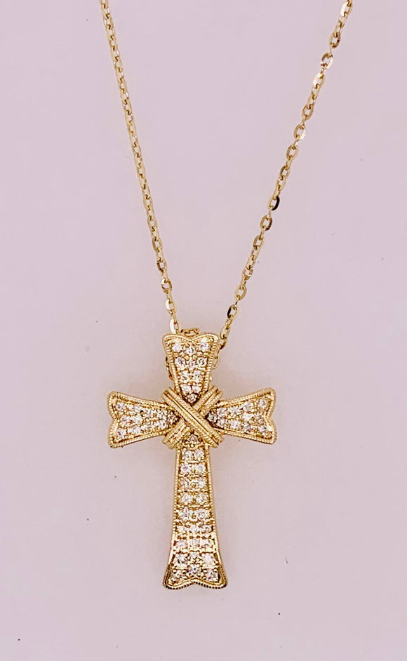 14K Diamond Cross Pendant
