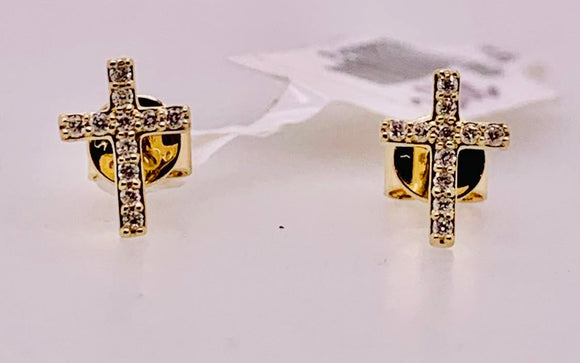 14K Diamond Cross Earrings