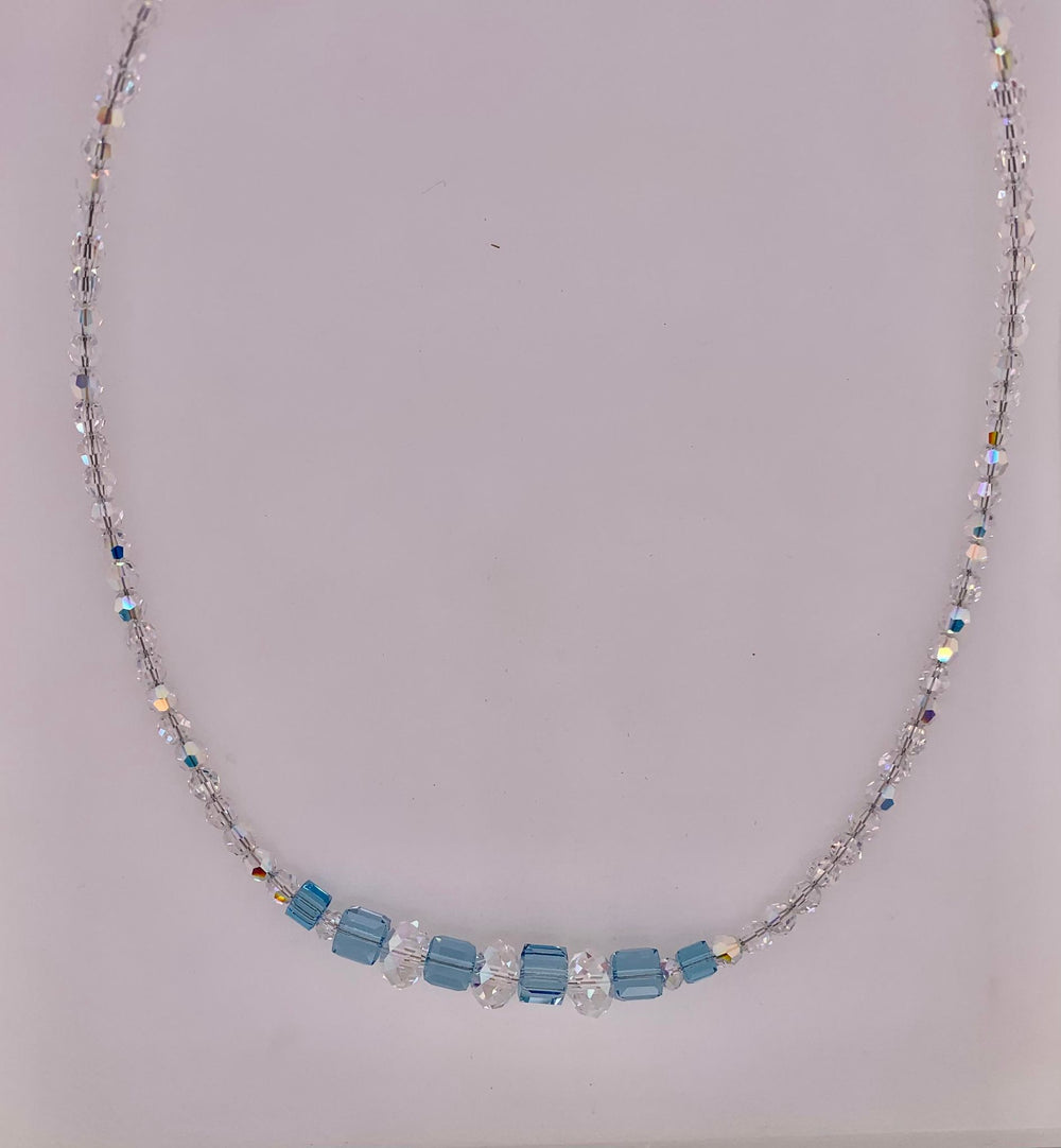 Closeout Sterling Silver Swarovski Crystal Bead Necklace
