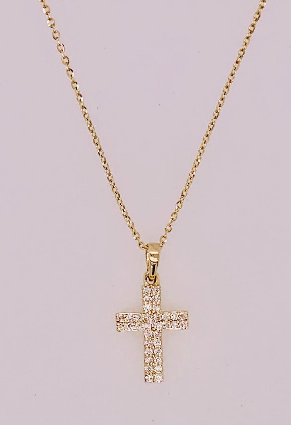 14K Diamond Cross Pendant