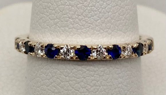 14K Sapphire & Diamond Band Ring
