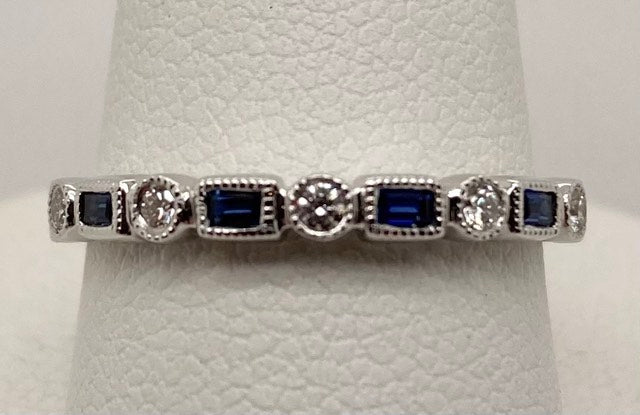 14K Diamond & Sapphire Band Ring