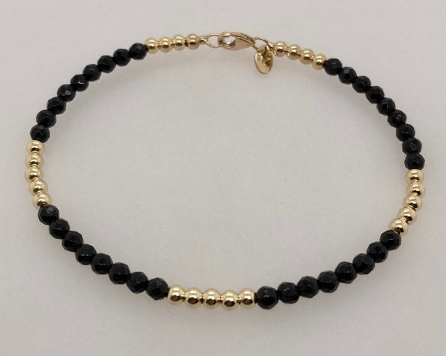 14K Gold & Onyx Bead Bracelet