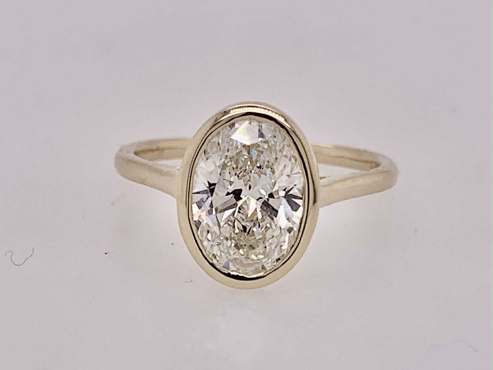14K Oval LAB Diamond Solitaire Ring