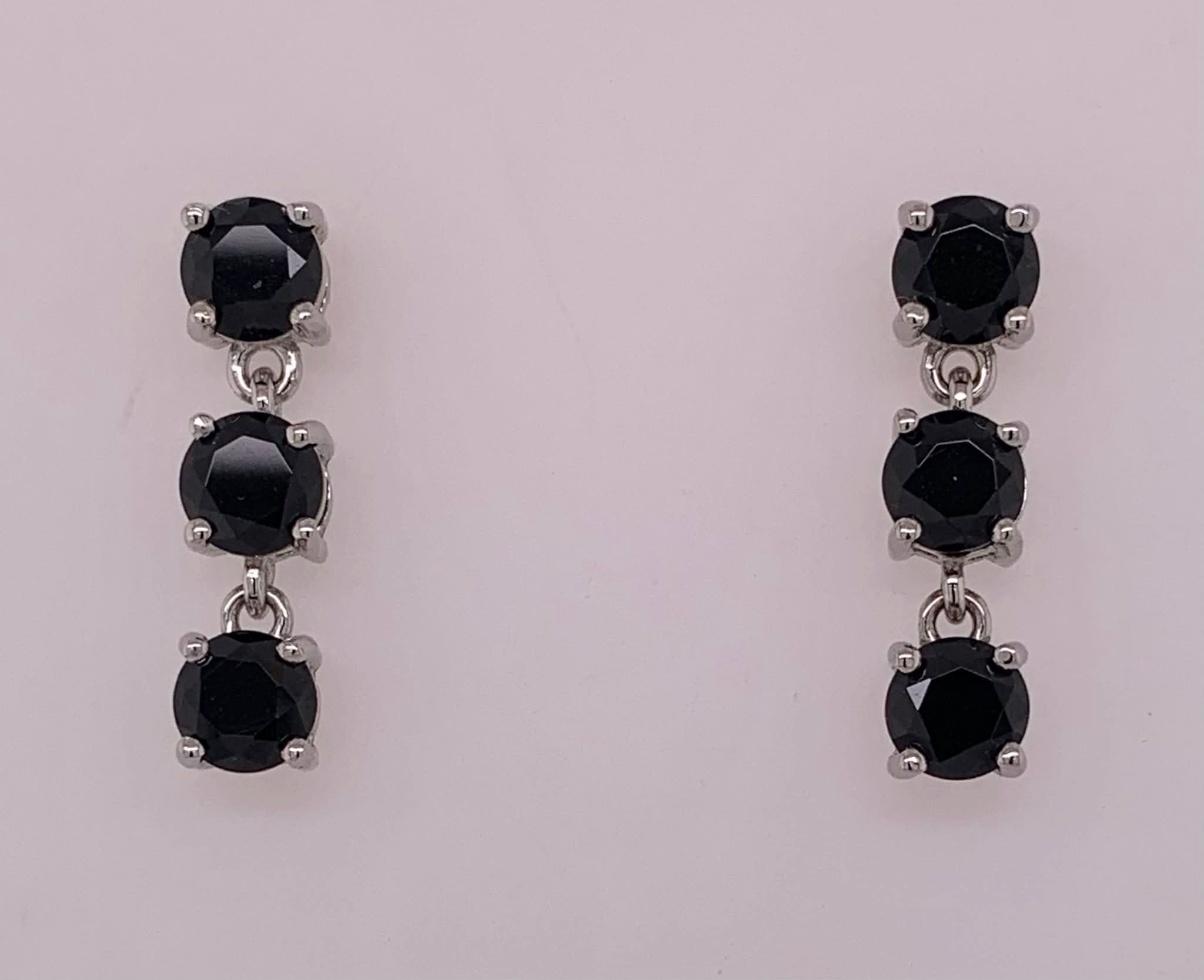 Sterling Black Onyx Dangle Stud Earrings