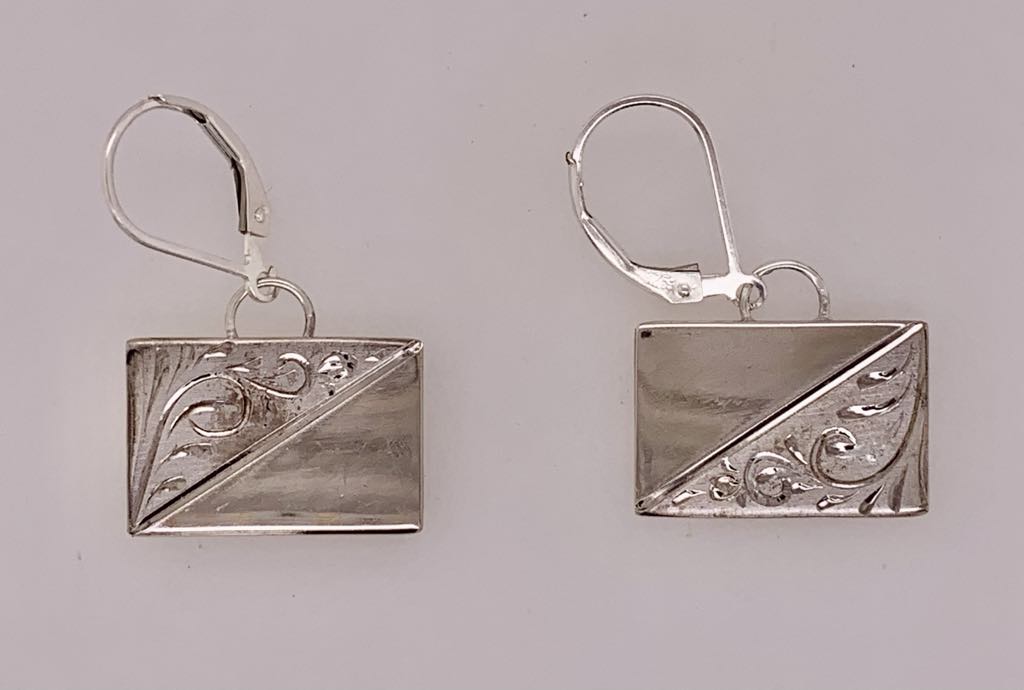 Vintage Estate Sterling Silver Cuff Link Earrings