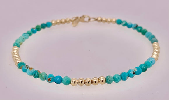 14K Gold & Turquoise Bead Bracelet