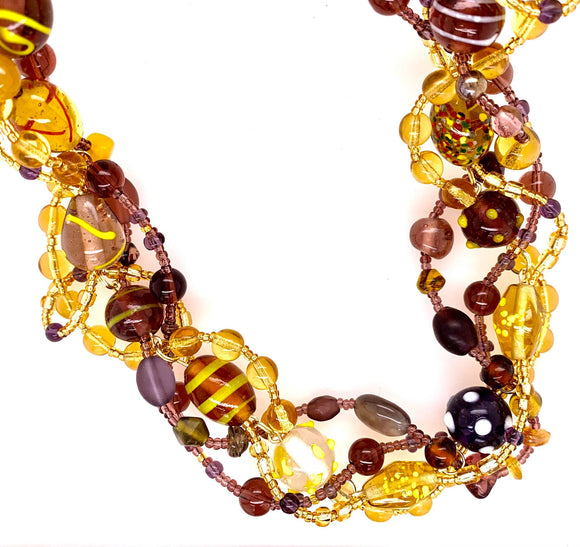 Glass Bead Wrapped Statement Necklace