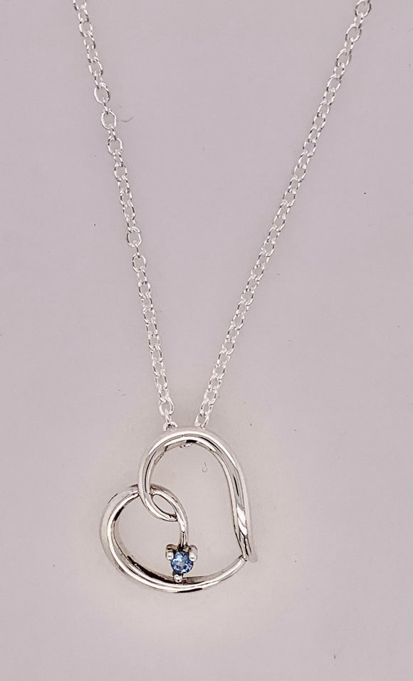 Sterling Silver Synthetic Aquamarine Heart Necklace