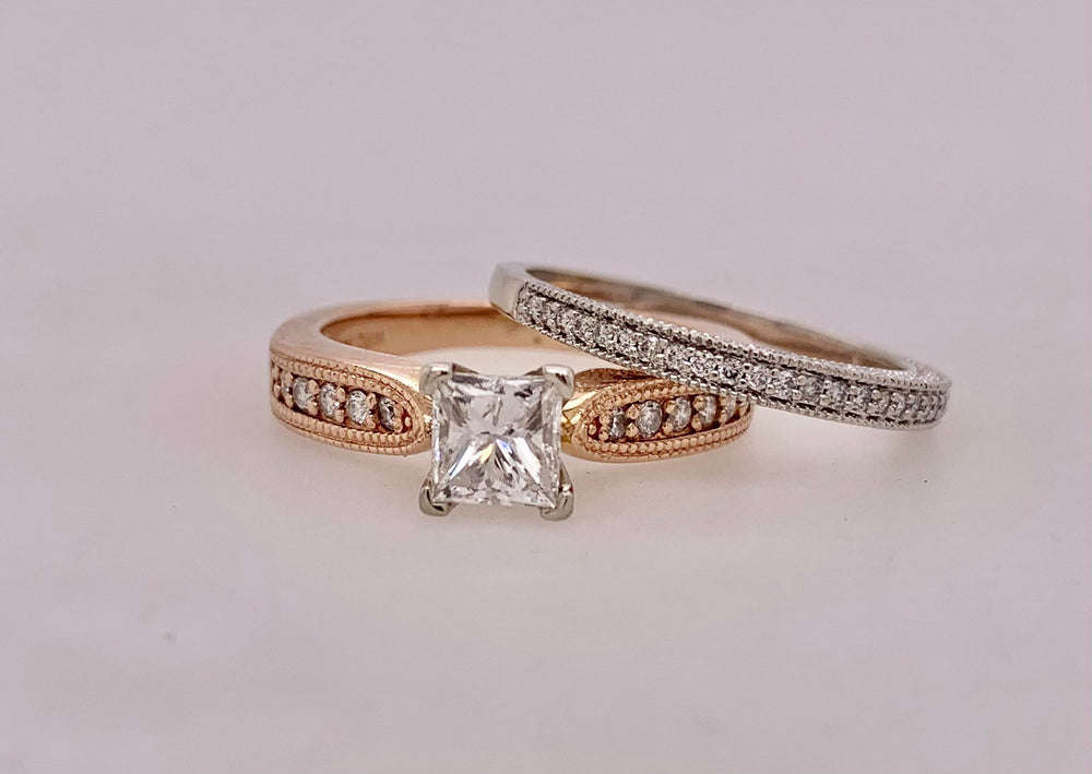 14K Princess Cut Engagement Set