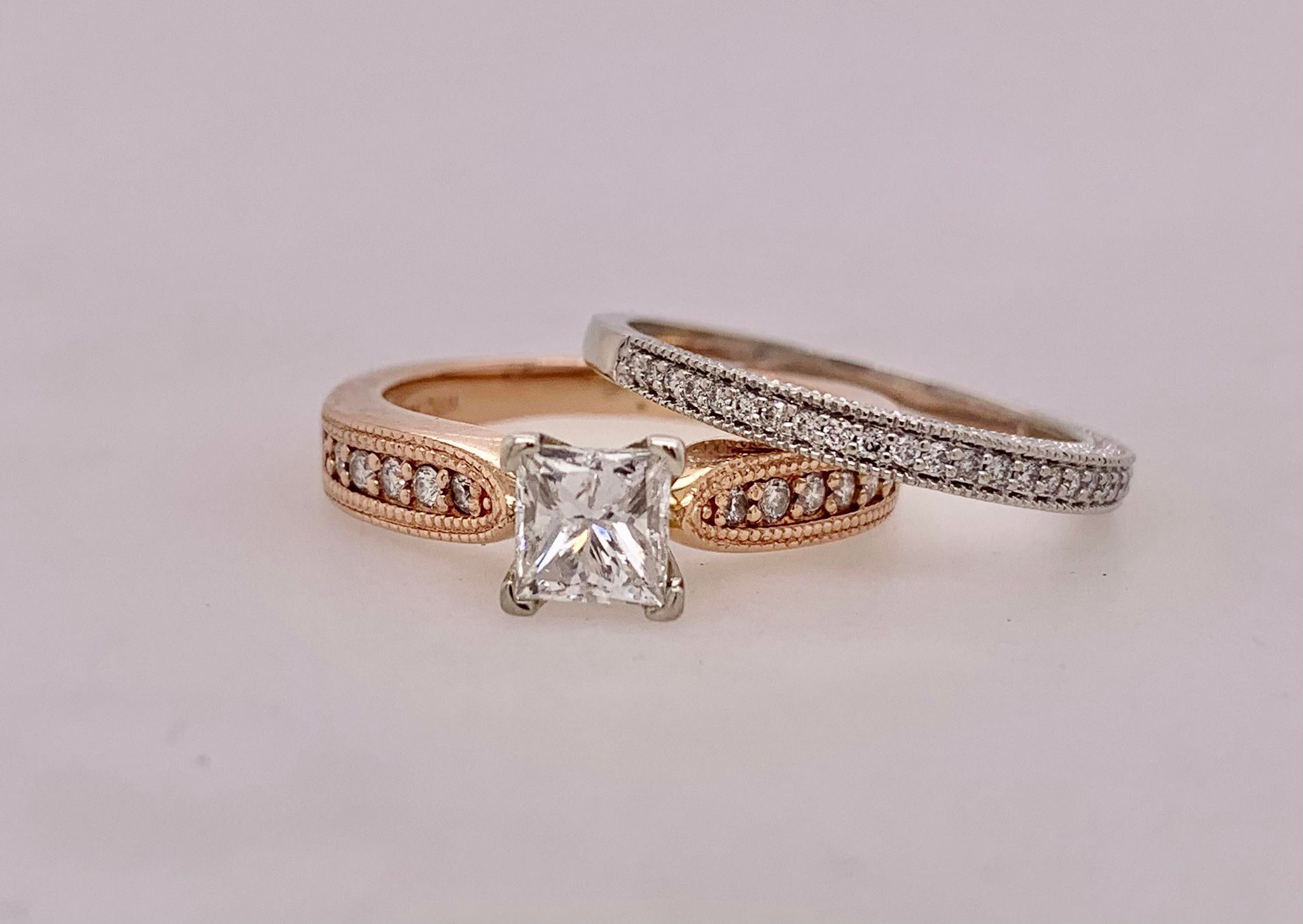 14K Princess Cut Engagement Set