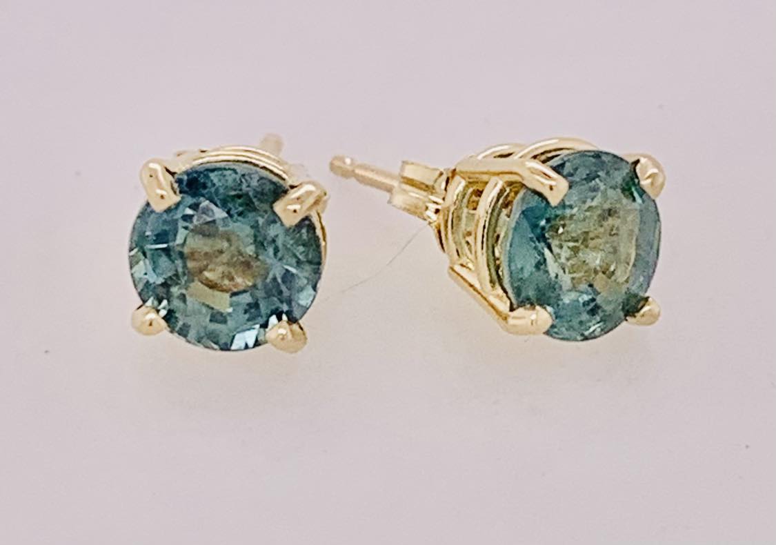 14K Yellow Gold Created Alexandrite Earrings