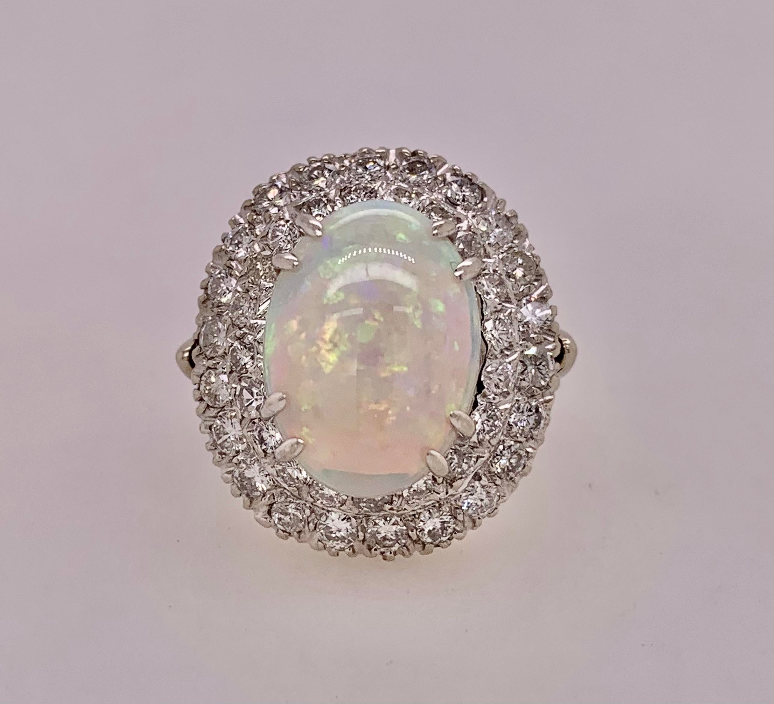 Estate 18K Opal & Diamond Ring