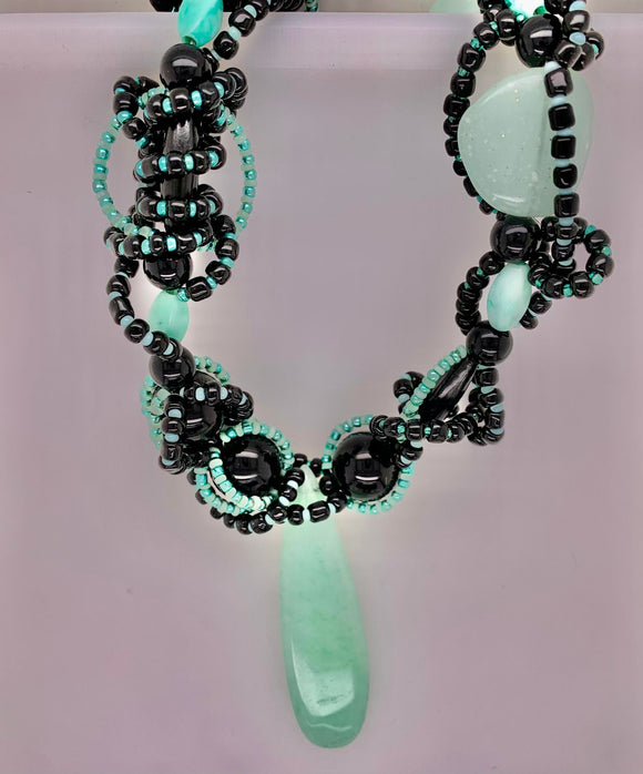 Black & Teal Custom Design Necklace