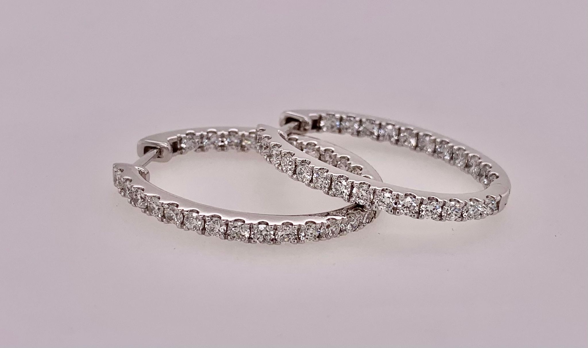 10K LAB Diamond Hoop Earrings