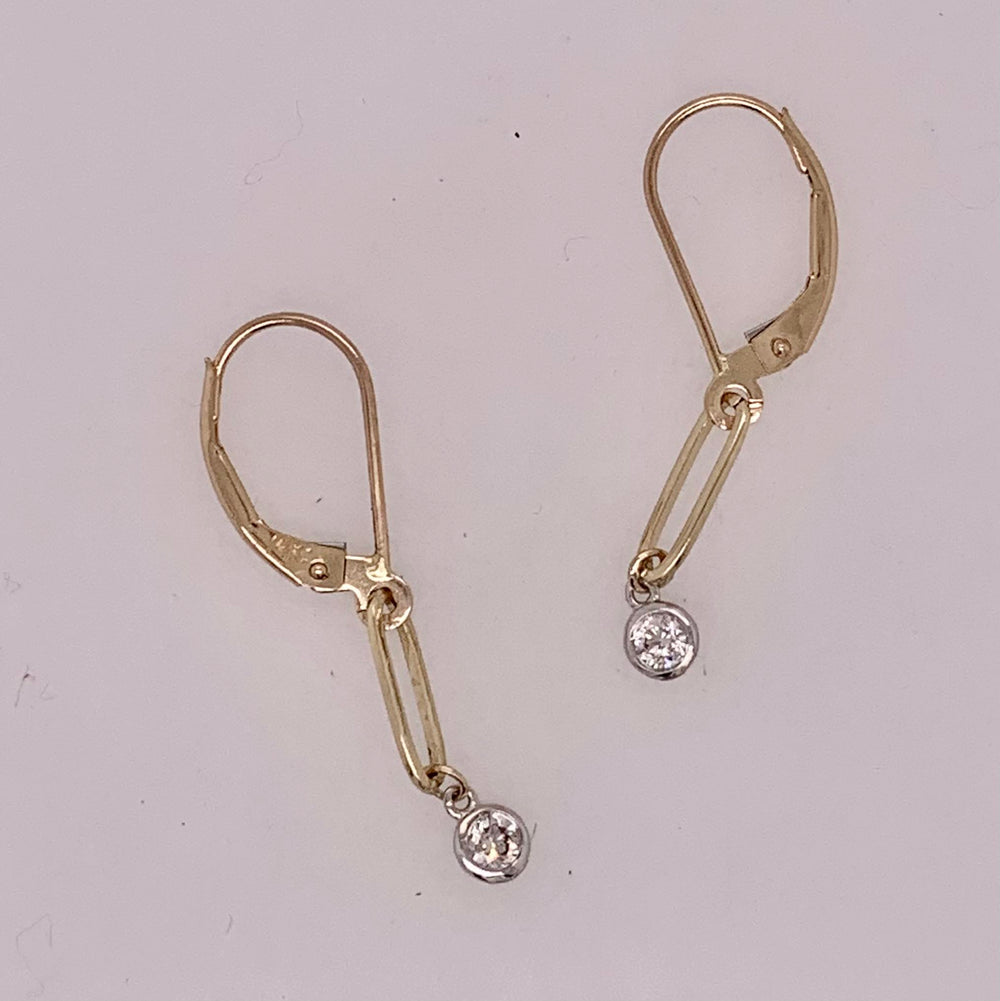 14K Diamond Paper Clip Earrings