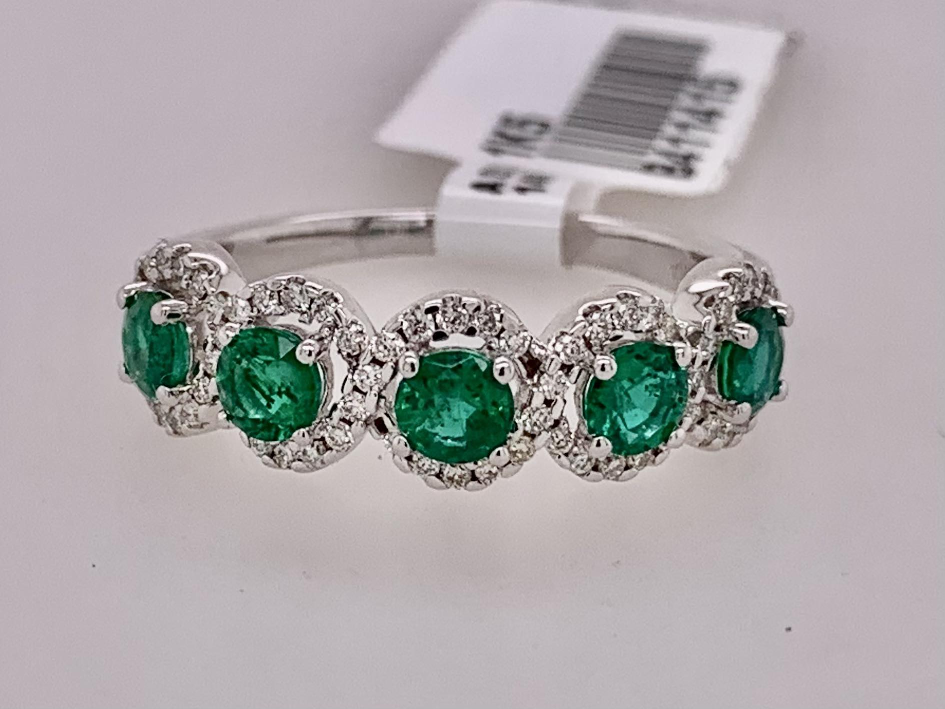 14K Emerald & Diamond Band Ring