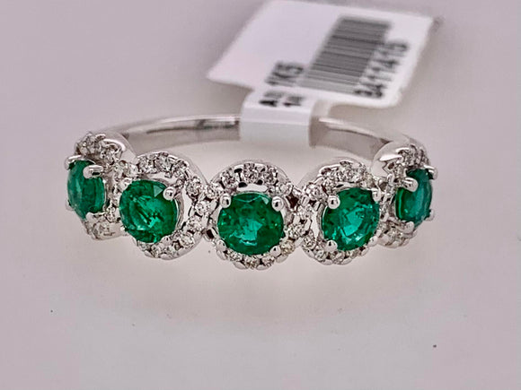 14K Emerald & Diamond Band Ring