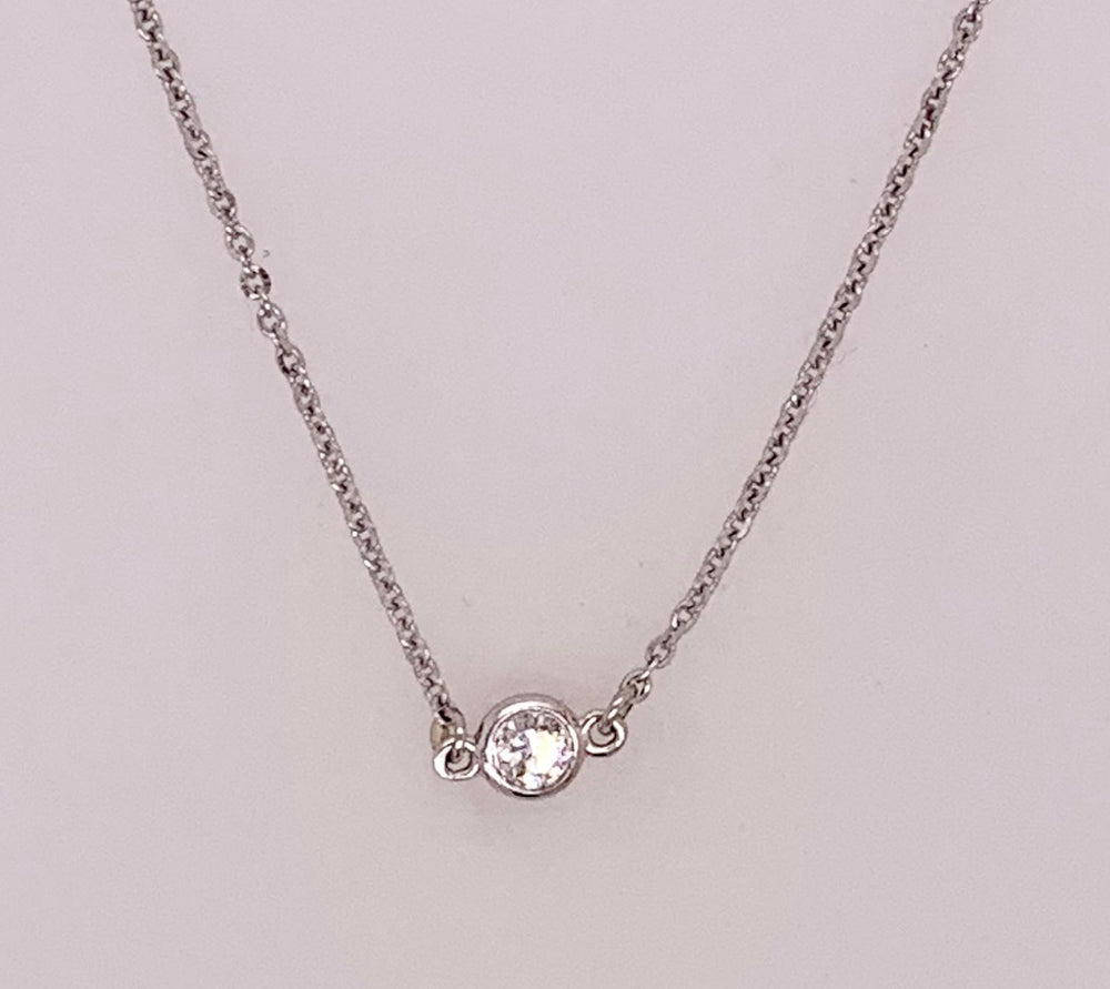 14K White Gold Station Diamond Necklace