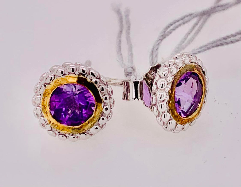 Phillip Gavriel Sterling/18K Amethyst Earrings
