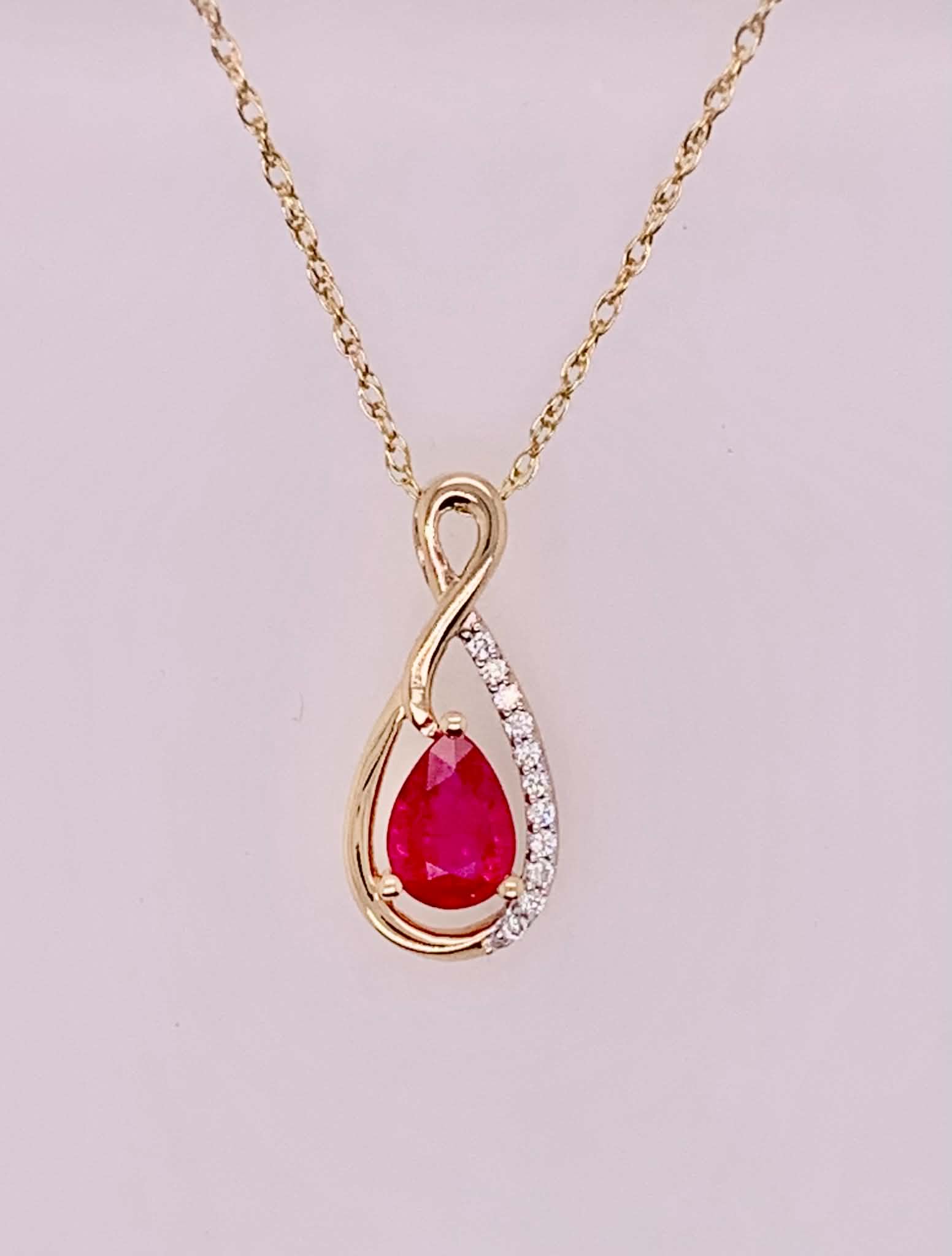 14K Ruby & Diamond Pendant