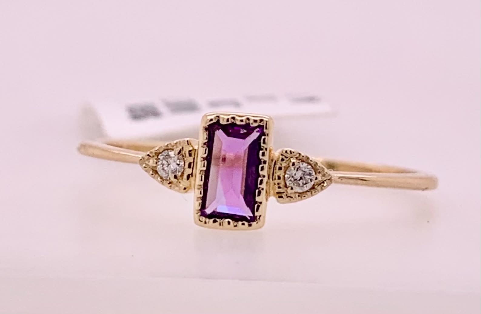 14K Amethyst & Diamond Ring
