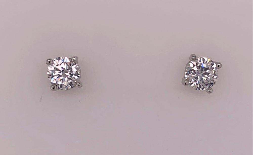 Sterling Silver CZ Round Stud Earrings