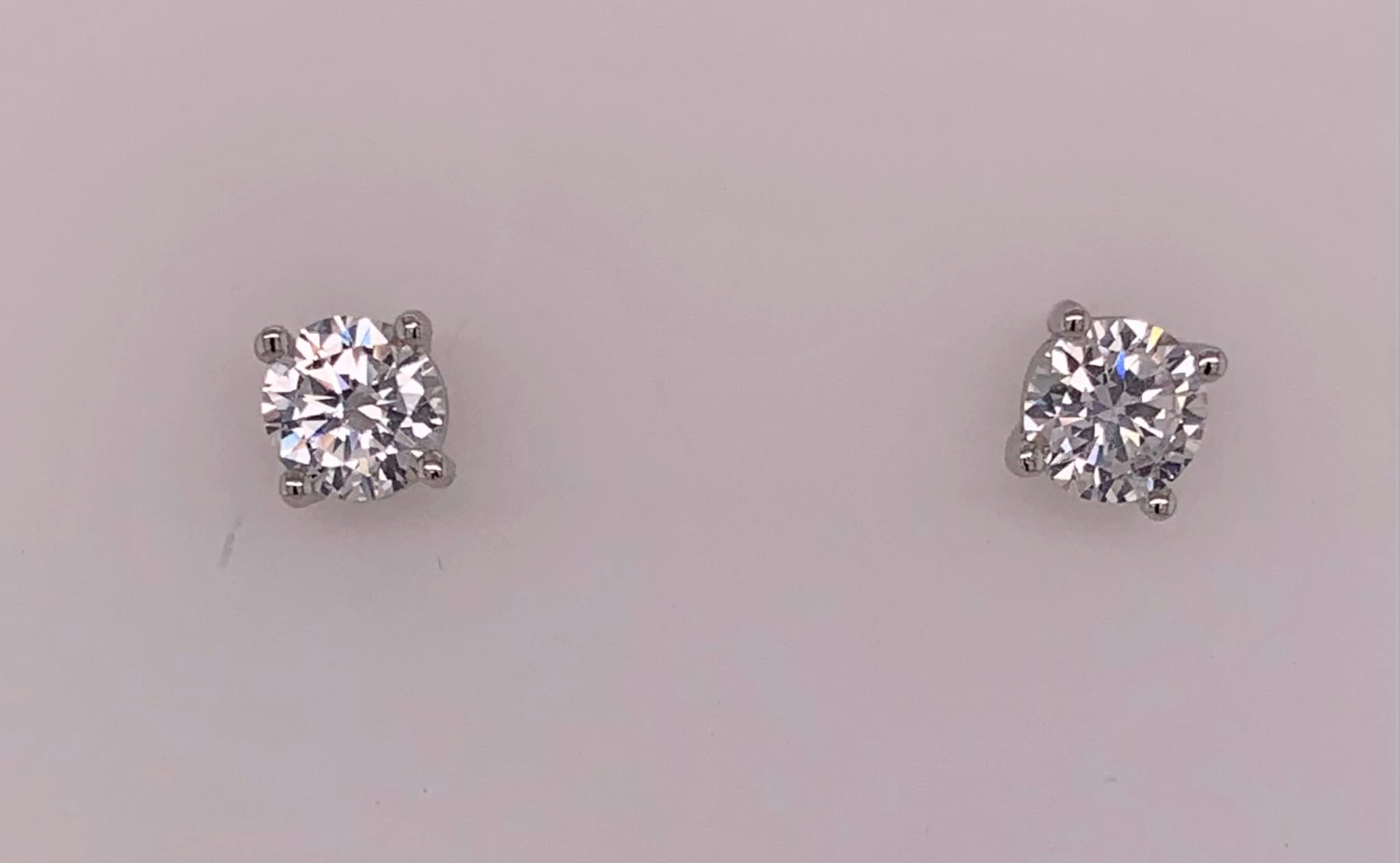 Sterling Silver CZ Round Stud Earrings