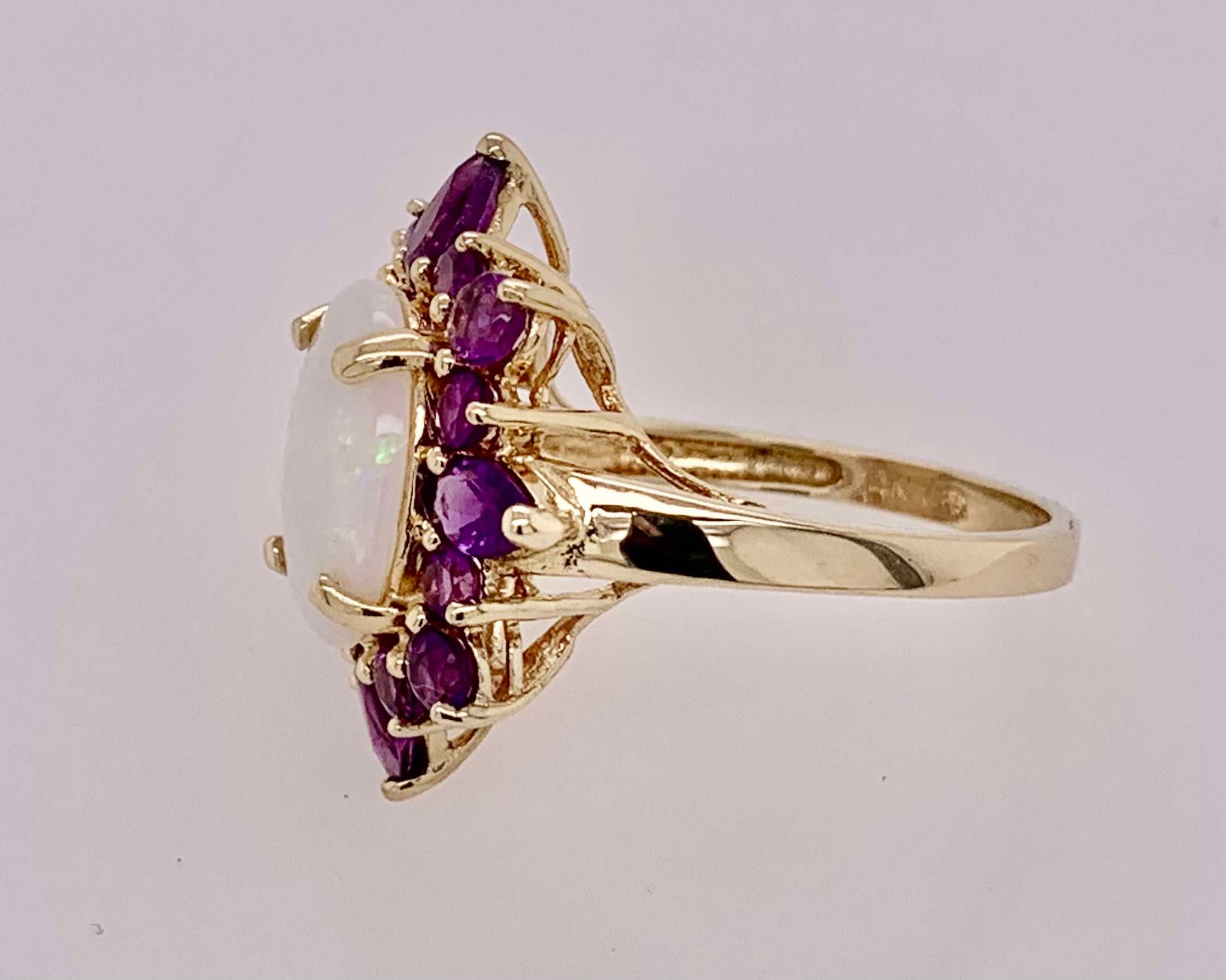 14K Estate Opal & Amethyst Ring