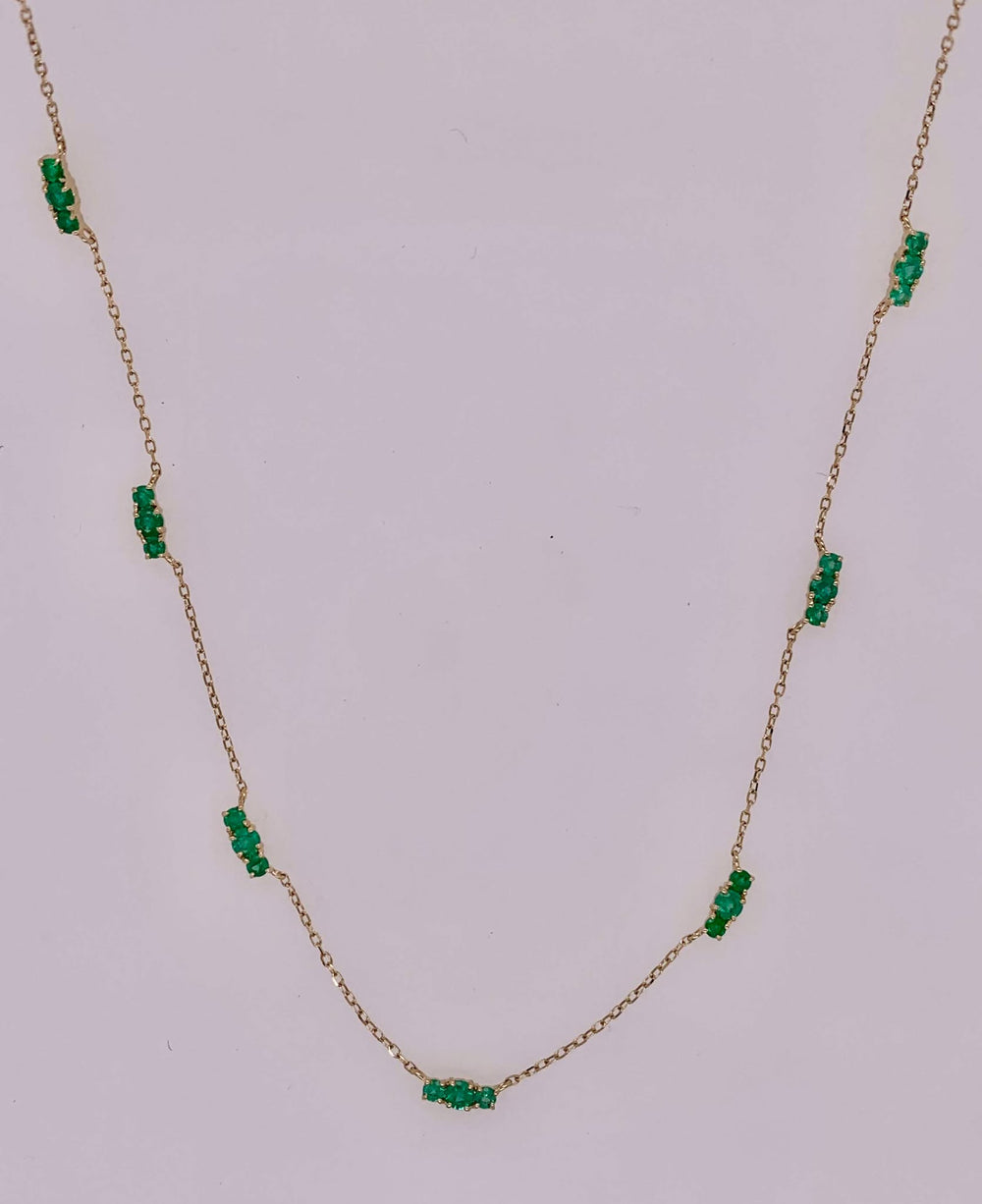 14K Emerald Station Necklace