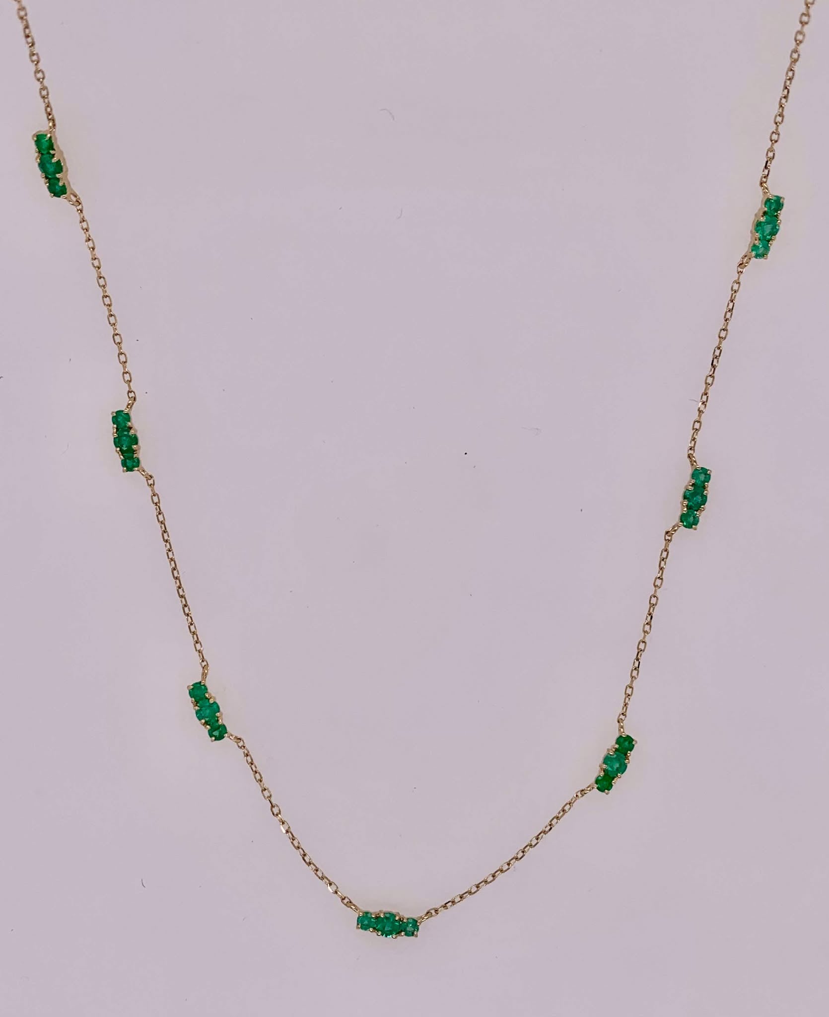 14K Emerald Station Necklace