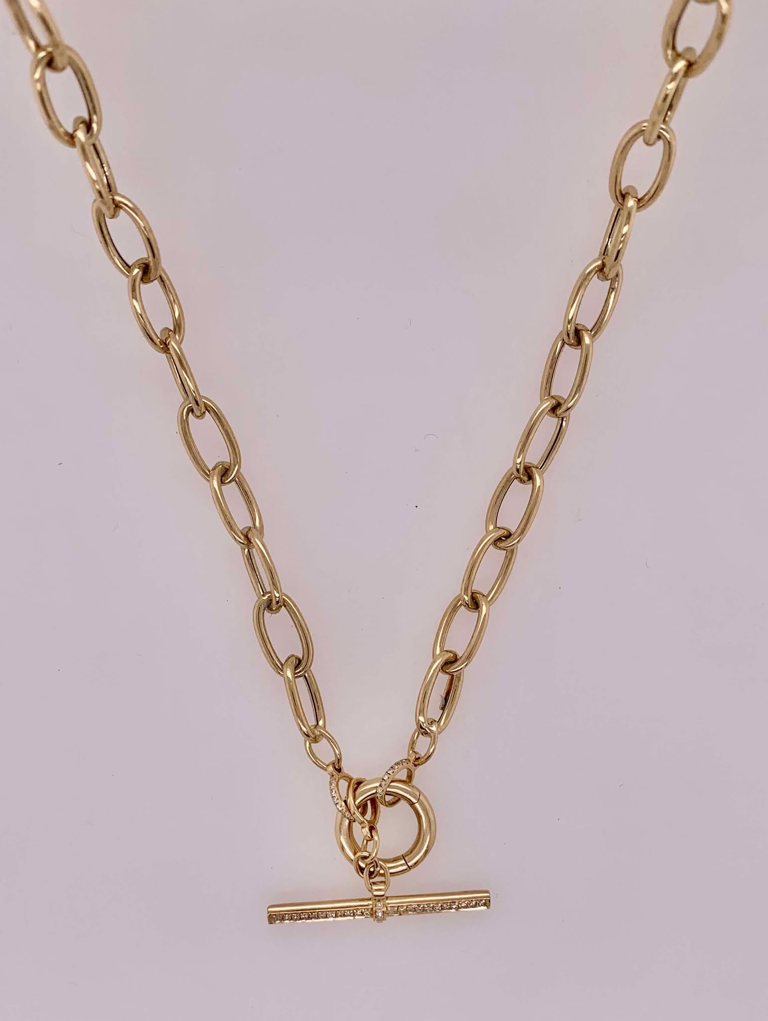 14K Charm Holder Necklace with Toggle