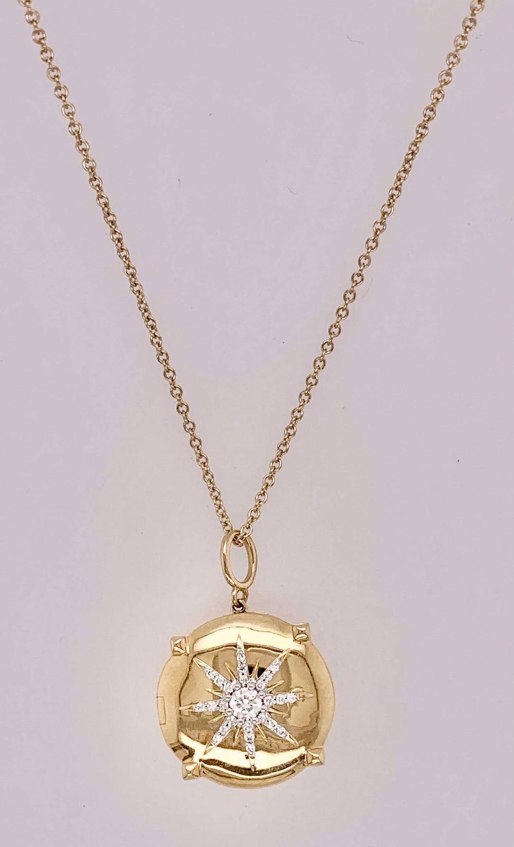 14K Diamond Compass Pendant
