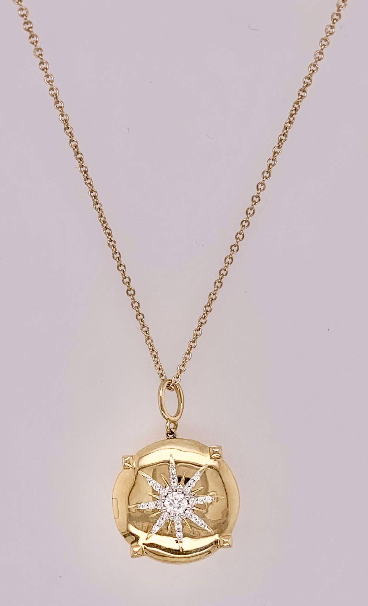 14K Diamond Compass Pendant