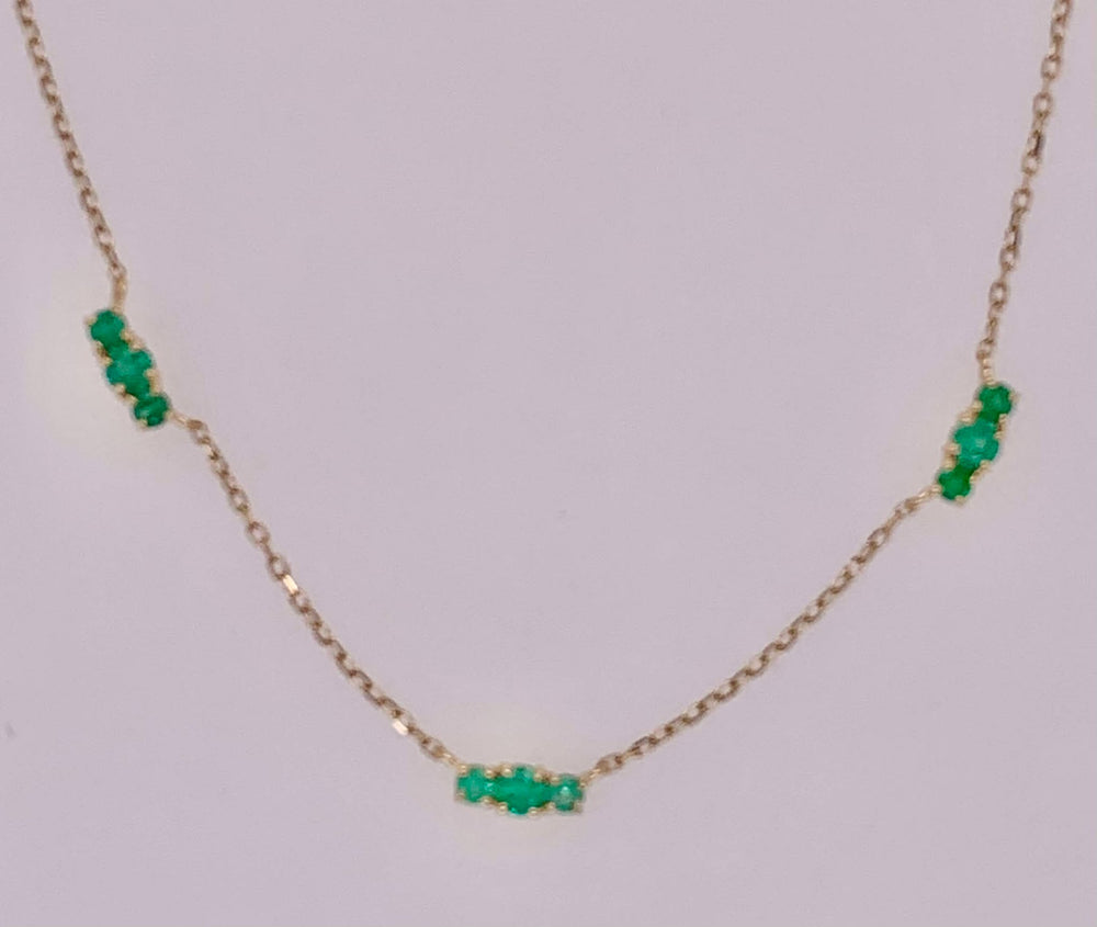 14K Emerald Station Necklace