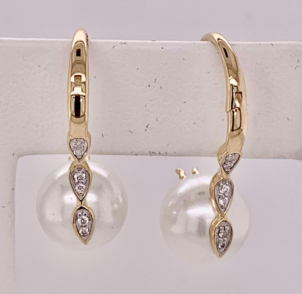 14K Pearl & Diamond Earrings