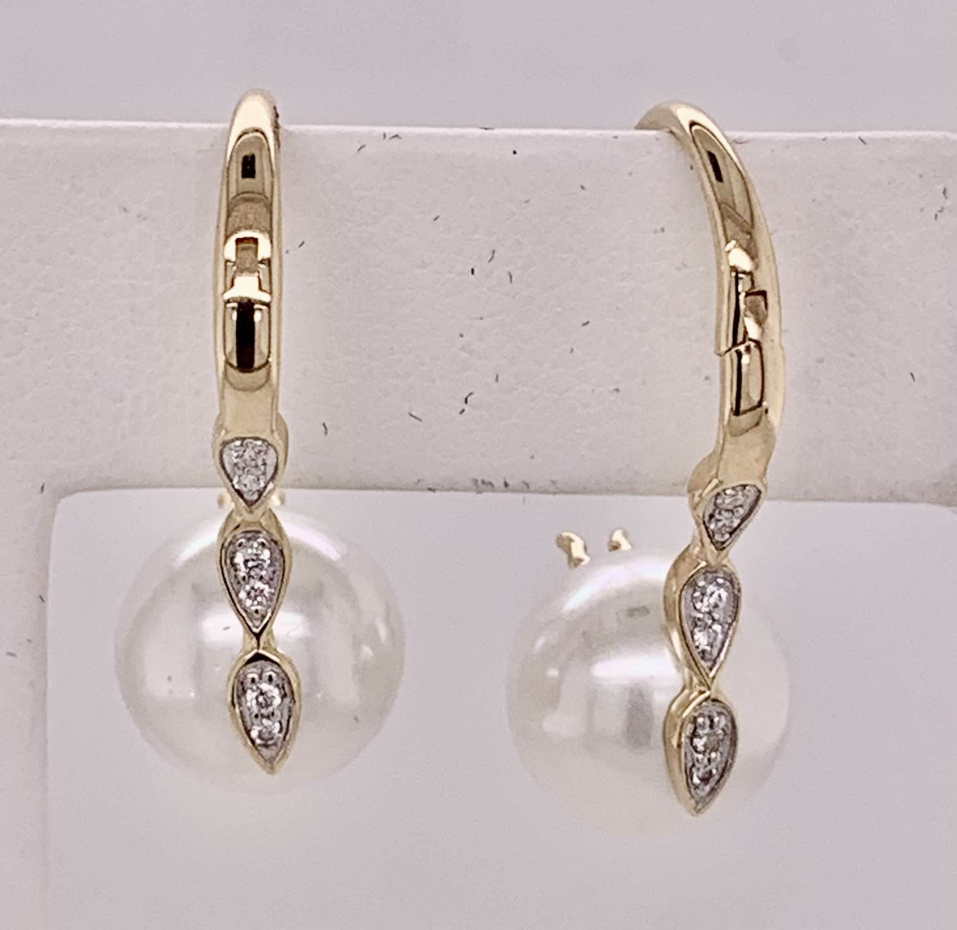 14K Pearl & Diamond Earrings