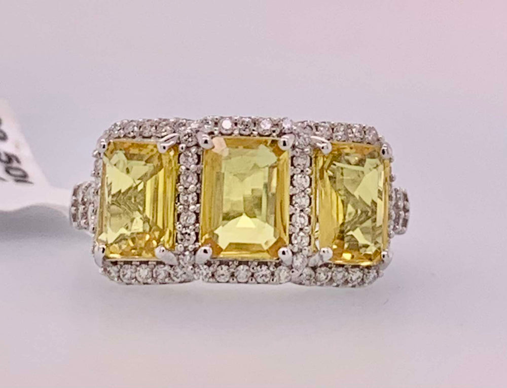 14K Yellow Sapphire & Diamond Ring